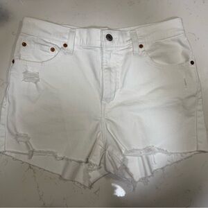 Levi’s White Distressed Denim Shorts High Rise Cutoff Summer Size W